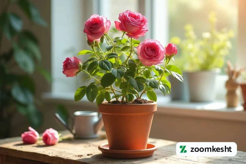 کاشت گل رز در گلدان